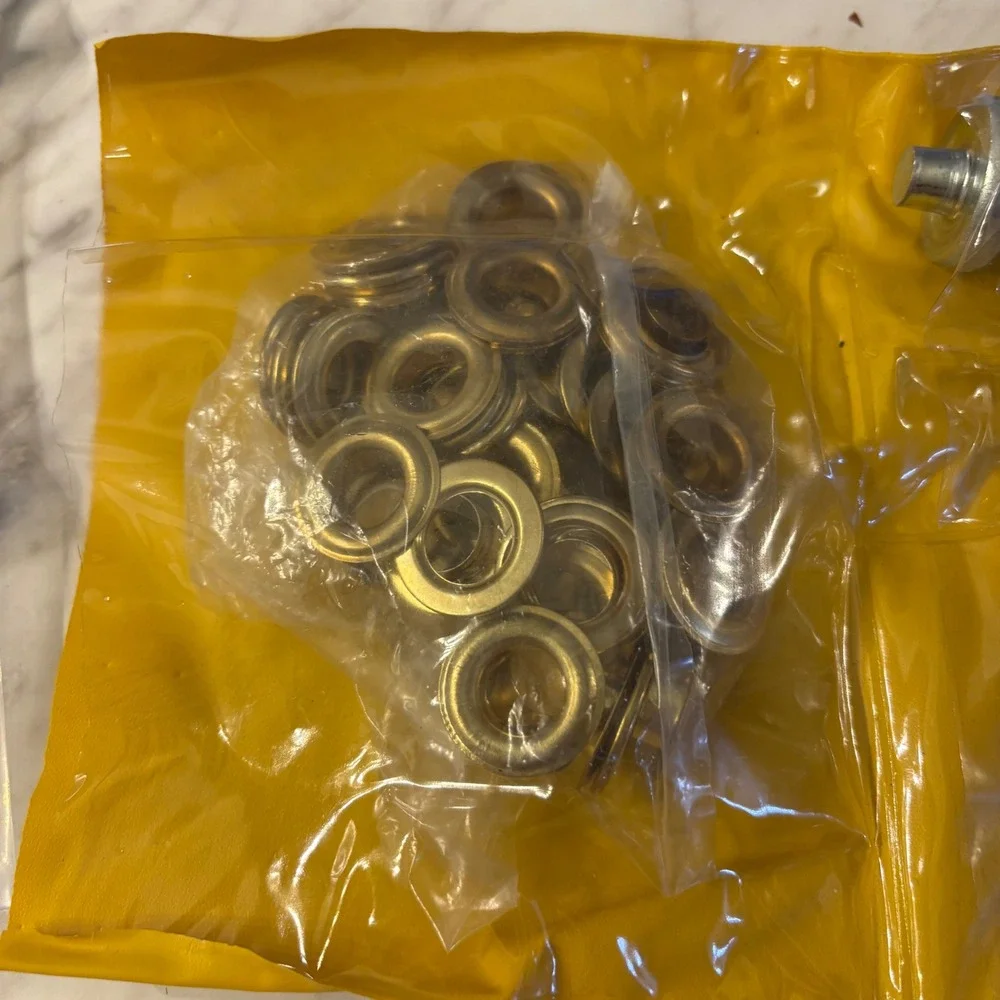 Grommet Tool Kit with Brass Grommets and Setting Tools in Yellow Pouch